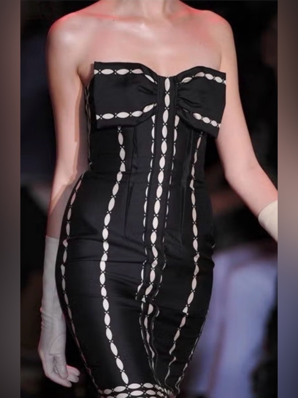 RARE NWT Tracy Reese Hollywood Silk Black White Strapless Bow Mini Dress 4